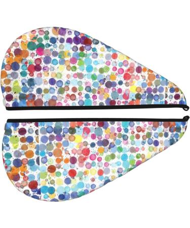 Colorful Watercolor Dots Microfiber Hair Towel - Soft Super Absorbent Wrap for Long Curly & Thick Hair | Quick Dry Coral Velvet Cap for Women - Buy Online on GoSupps.com