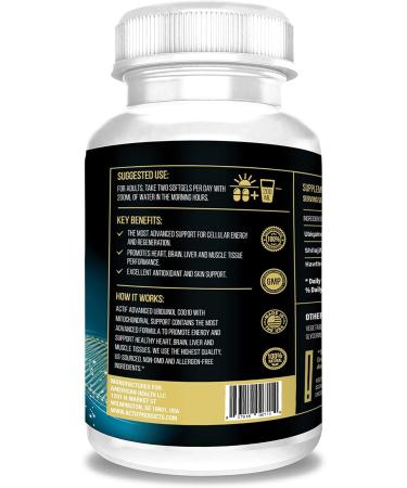 ACTIF Super Ubiquinol CoQ10 200mg - Enhanced Mitochondrial Support Non-GMO USA Made 120 Count | Premium Quality Supplements for Heart Health - Buy Online on GoSupps.com
