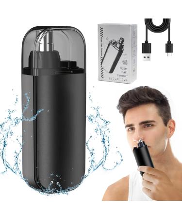 Portable Nose Hair Trimmer Portable Nose Hair Trimmer for Men 2 In 1 Nasal Hair Cutter USB Rechargeable Portable Nose Hair Trimmer IPX7 Waterproof Dual Edge Blade with Dust Protection Cap (Black)