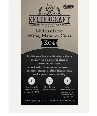 Keltercraft K04 Yeast food salt 10 g for 25 liters of winemeadcider Fermentation salt Yeast food DAP with vitamins Food salt for fermentation