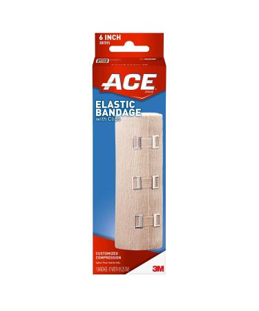ACE 6 Inch Elastic Bandage with with Clips Beige Great for Chest and More 1 Count 6 Beige