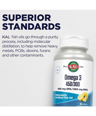 KAL 450/300 1280 Mg Omega 3 Lemon 60 Count - Buy Online on GoSupps.com