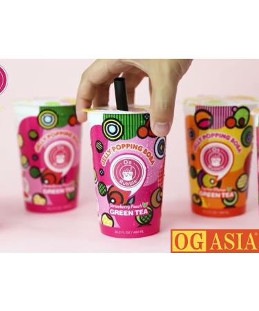 O's Bubble Tea Strawberry and Peach Tea Bags Refreshing Fruit Taste with Popping Boba Vegan & Gluten Free OG ASIA (2 x 480 ml) - Buy Online on GoSupps.com