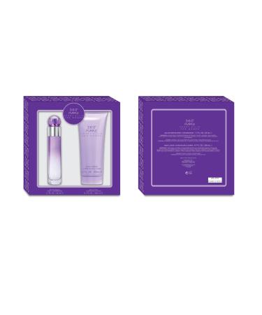 Perry Ellis 360 Purple for Women 2-Piece Gift Set - 3.4 fl oz eau de parfum 6.7 oz body lotion - blackberry peach pink apple tuberose muguet rose jasmine mimosa sandalwood oak moss musk