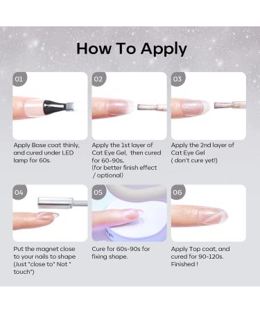 modelones Gel Nail Polish 6 Colors Cat Eye Black White Gray Silver Glitter Shimmer Gel Polish Kit with Magnet Sparkle Galaxy Series Soak Off Nail Art Manicure Home Gift for Women Girl - Buy Online on GoSupps.com