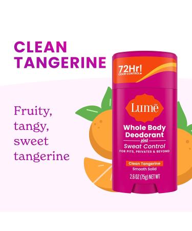 Lume Deodorant Plus Sweat Control - Smooth Solid Stick - Maximum Strength Antiperspirant - 72 Hour Odor And Sweat Control - Baking Soda Free Skin Loving - 2.6 ounce (Clean Tangerine) Pack of 2 - Buy Online on GoSupps.com