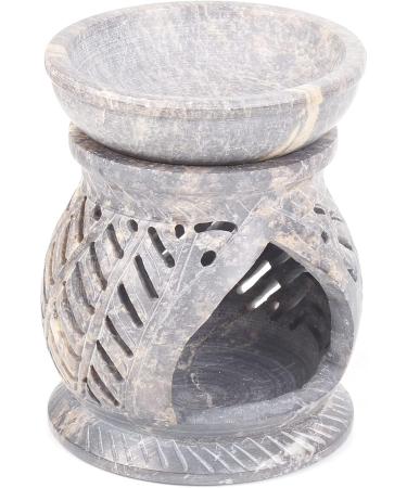 Hand Carved Jali Design Soapstone Essential Oil Burner | Aromatherapy Diffuser for Spa Yoga & Meditation International Shipping Available - Buy Online on GoSupps.com