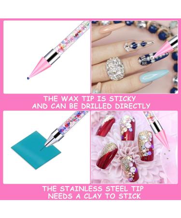 Double-Sided Nail Strass Picker Tool - Wax Pencil & Point Drilling Pin for Rhinestones & Diamond Painting - Multicolored with Storage Box - Buy Online on GoSupps.com