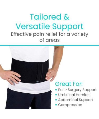 Vive Umbilical Hernia Belt for Men & Women | Post Surgery Abdominal Binder with Compression Pads | Supports Diastasis Recti & Stomach Hernias | Black Medium - Buy Online on GoSupps.com