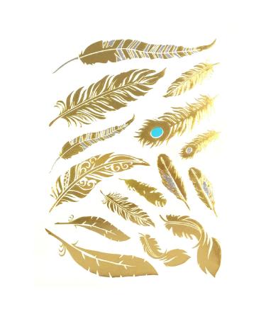 Allydrew Large Metallic Gold Silver and Black Body Art Temporary Tattoos  Phoenix Feathers