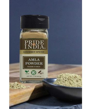 Pride of India Amla Powder 8 oz. Medium Dual Sifter Jar - Antioxidant Rich Gourmet Spice, Tangy & Savory - Pure Indian Gooseberry Ground, GMO/Gluten Free - Buy Online on GoSupps.com