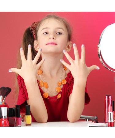 72-Piece Kids False Nails Press-On Kit for Girls - Flower, Dot, Heart Design - Full Cover Short Artificial Nail Set for Children - Buy Online on GoSupps.com