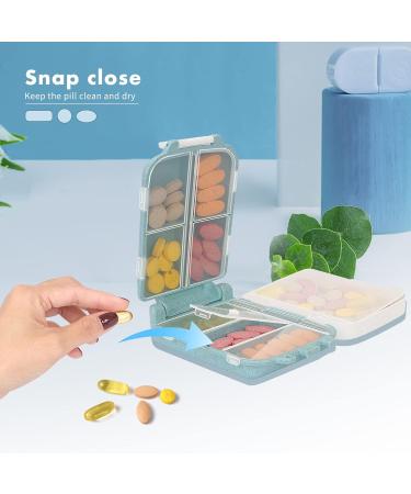 Portable Pill Case - 2pcs Travel Pill Organizer | Folding Daily Pill Box for Vitamins & Medications - Light Blue - Buy Online on GoSupps.com