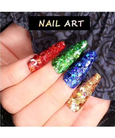 12 Colors Glitter Set | Fluorescent & Holographic Sequins for Festival Decor Crafting & Nail Art - 96g Total - Buy Online on GoSupps.com
