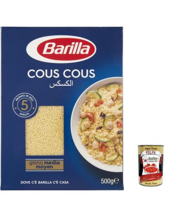 Italian Gourmet E.R. Set of 3 Barilla Cous Cous Pasta Italian Noodles 500g + Italian Gourmet Polpa 400g
