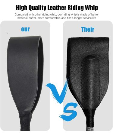 TWGJM 12 Inch Horse Whip  Genuine Leather Riding Crop for Equestrian Training  Black Riding Whip Jump Bat with Double Slapper - Buy Online on GoSupps.com