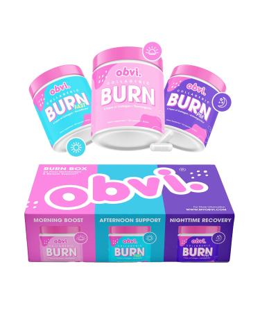 Obvi Burn Box Bundle 24-Hour Support System with 5 Types of Collagen for Wellness Recovery and Vitality Hydrolyzed Collagen Peptides Green Tea Extract and Ashwagandha for Overall Health