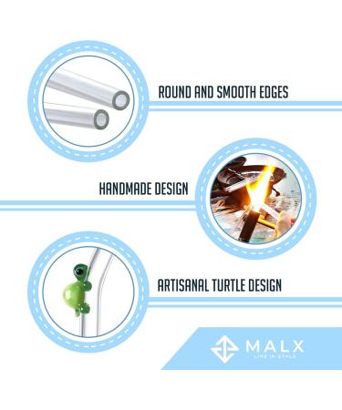 MALX 5-Pack 8.5" x 0.3" Turtle Glass Straws Set of 4 Handmade Transparent Long Straws and 1 Cleaning Brush. Suitable for Cold and hot Drinks Aesthetic Cute Straws with Charm Coquette Straws - Buy Online on GoSupps.com