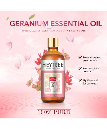 HEYTREE Geranium Essential Oil 100ml - 100% Pure Natural Oil for Diffuser, Aromatherapy, Candle Making - Pack of 1 - Buy Online on GoSupps.com