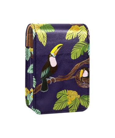 Travel Lipstick Organizer Case Lipstick Case Portable Makeup Bag With Mirror Branch Leaves Clouds Toucan I751j0qvaa