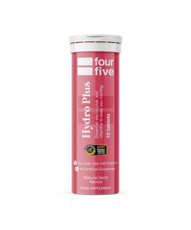 fourfive Hydrate Electrolytes - Essential Electrolytes & Vitamins with Magnesium & Calcium for Sports Hydration Vegan & Low Calorie Berry Flavour (10 Effervescent Tablets)
