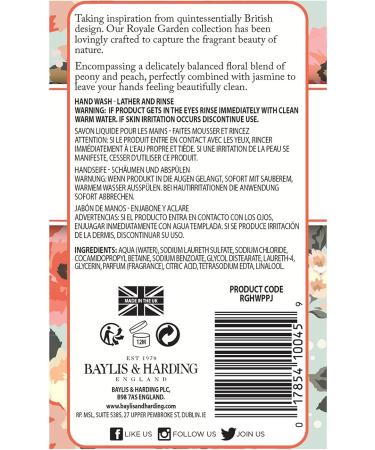 Baylis & Harding Lot de 6 savons pour mains - Parfum Pivoine & Jasmin - Relaxant et hydratant - 500 ml Jasmin 500 ml (Lot de 6) - Buy Online on GoSupps.com