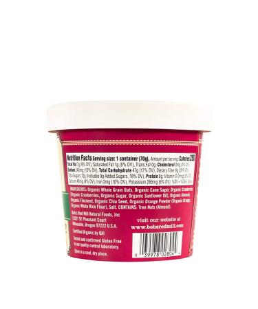 BOBS RED MILL Organic Cranberry Orange Oatmeal Cup - 2.47 OZ | Healthy Breakfast Option - Buy Online on GoSupps.com