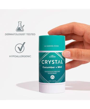 Crystal Body Deodorant - Magnesium Enriched Cucumber + Mint 2.5 oz | Natural & Long-Lasting - Buy Online on GoSupps.com
