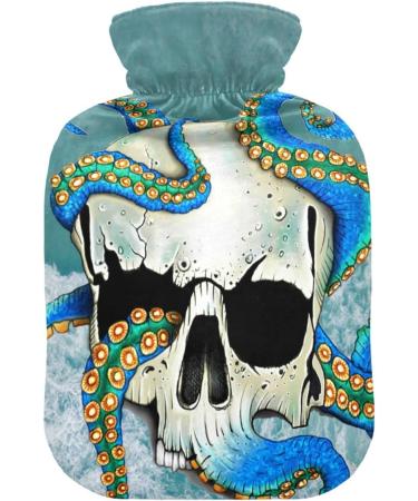 Naanle Ocean Octopus Skull Hot Water Bottle - 1L Transparent Heat Bottle with Cover for Bed Hand & Foot Warmer Pain Relief & Cold Therapy - Buy Online on GoSupps.com
