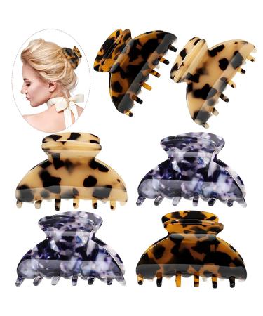 6-Piece Medium Hair Claw Clips Set - Tortoise & Leopard Print Barrettes for Women & Girls - Buy Online on GoSupps.com