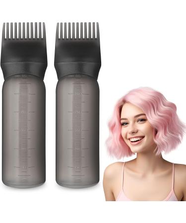WLLHYF 2 Pack Root Comb Applicator Bottle 6 Ounce Hair Dye Bottle Brush Hair Oil Squeeze Bottles Plastic Hair Root Comb Color Applicator with Graduated Scale (Black) - Buy Online on GoSupps.com
