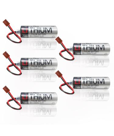 / 5-Pack / ER6VCT ER6V/3.6V Battery with Small Brown Plug for Robot OTC Battery 2000mAh Non-Rechargeable PLC Battery
