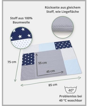 ULLENBOOM Diaper Cover 75x85 cm - Blue & Gray Removable Cotton Cover for Changing Pad | Made in EU - Buy Online on GoSupps.com