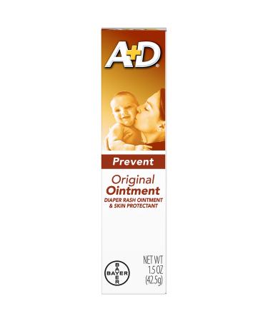 A+D Original Diaper Rash Ointment Baby Skin Protectant with Lanolin and Petrolatum Seals Out Wetness Helps Prevent Diaper Rash 1.5 Ounce Tube - Pack of 3