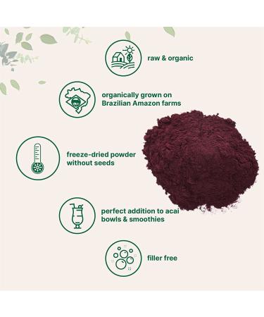 Organic Freeze-Dried Acai Powder 8oz - 100% Pure Brazilian Berry Pulp | Raw & Bulk Superfood for Acai Bowls, Yogurt, Smoothies & More - Buy Online on GoSupps.com