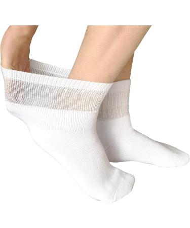 Women's Diabetic Ankle Quarter Socks - Extra Wide, Non-Binding Top, Moisture Wicking - 4 Pairs White - Ideal for Diabetes, Swollen Feet, Neuropathy - One Size - Buy Online on GoSupps.com