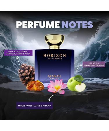 Arabian Aroma Horizon Men's Perfume | Fresh and Long-Lasting Fragrance | Refreshing fragrance for men | Eau De Perfume | Long Lasting Perfumes for Men (100ml) - Buy Online on GoSupps.com