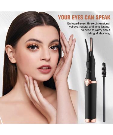 Heated Eyelash Curler - Mini Electric USB Rechargeable Beauty Tool for Women - Portable Makeup Curling - Black - Buy Online on GoSupps.com