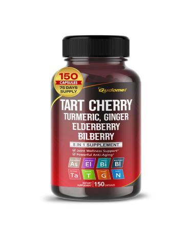 Tart Cherry Turmeric Ginger Stinging Ashwagandha Elderberry Bilberry Black Pepper -150 Capsules 150 count (pack of 1)