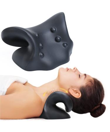 Neck Stretcher for Neck Pain Relief, Neck and Shoulder Relaxer Cervical Traction Device Pillow for Muscle Relax and TMJ Pain Relief, Cervical Spine Alignment Chiropractic Pillow (Black, Large) Black-large