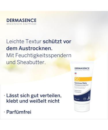 Dermasence Solvinea Baby LSF 50 - High Sun Protection for Sensitive Skin | 75ml | Vitamins E for Face & Body - Buy Online on GoSupps.com