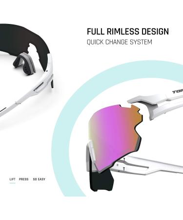 Polarized Sports Sunglasses for Men and Women - Ideal for Cycling, Hiking, Fishing, Golf, and Running - TR71 Matte White & Black & Pink Purple Lens C3 - Buy Online on GoSupps.com