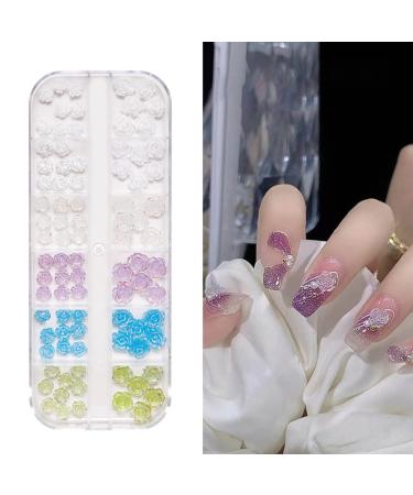 3D Cute Flower Nail Charms Nail Glitter Charm Rhinestones Ornaments Nail Art Decorations Glitter Accessories for DIY Craft Nail Art Design Manicure Decor