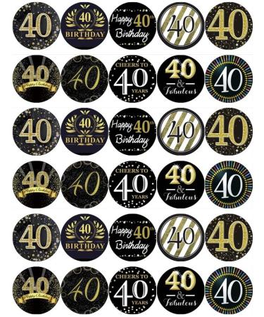 30 40th Birthday Black And Gold Cupcake Toppers Edible Wafer Paper Fairy Cake Toppers Birthday Cakes - Buy Online on GoSupps.com