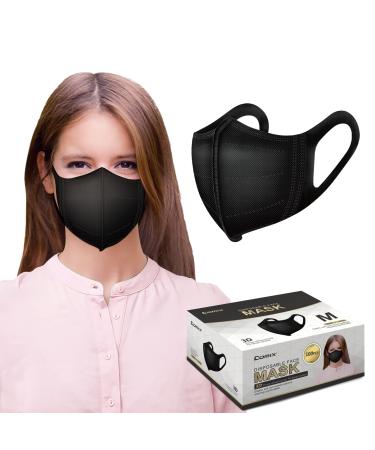 Comix 100 Pack Black Face Masks 3D Disposable Masks, 3 Ply Masks for Teenagers, Women, Adults with Small Face
