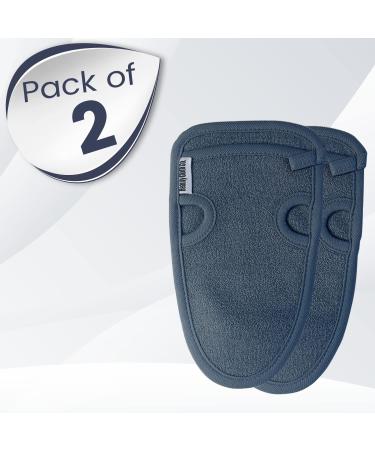 TheBeautyClothCo 2 PC Exfoliating Gloves Body Scrubber for Soft Skin - Advanced Skincare Kit for Women & Men - Manual Lymphatic Drainage Gloves for Dead Skin Remover (Pack of 2 Silver Grey)