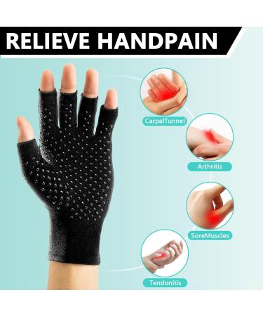 Compression Gloves for Arthritis Pain Relief - Anti-Slip Fingerless Gloves for Men & Women - Carpal Tunnel Support (Medium Black - Buy Online on GoSupps.com