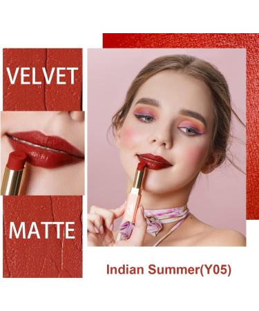 Oulac Soft Matte Lipstick - Red Apricot Lipstick & Blush Duo | Enriched with Rose Oil | Vegan & Cruelty-Free | 3.6g (Y05) Indian Summer - Buy Online on GoSupps.com
