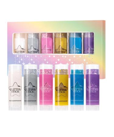 Glitter Flake Body Gel - Creamy Glitter Makeup for Skin | Glitter Gel for Body and Face | Body Glitter | 6 Colors High Gloss Stick | Sweat-Resistant Body Shimmer