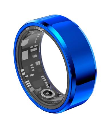 Smart Ring Fitness and Health Tracker for Men & Women Free Subscription Sleep Heart Rate Blood Oxygen Step Tracking Wearable Device - Rechargeable Design Waterproof (Blue 8) 9 Blue